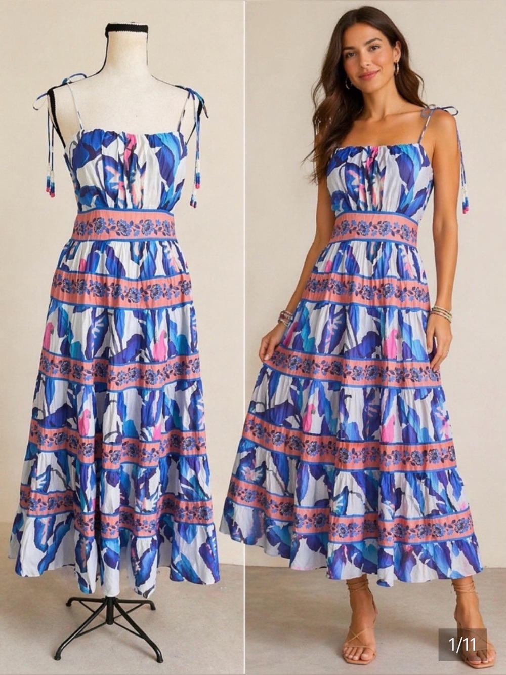 FARM Rio Blue Foliage Midi Dress